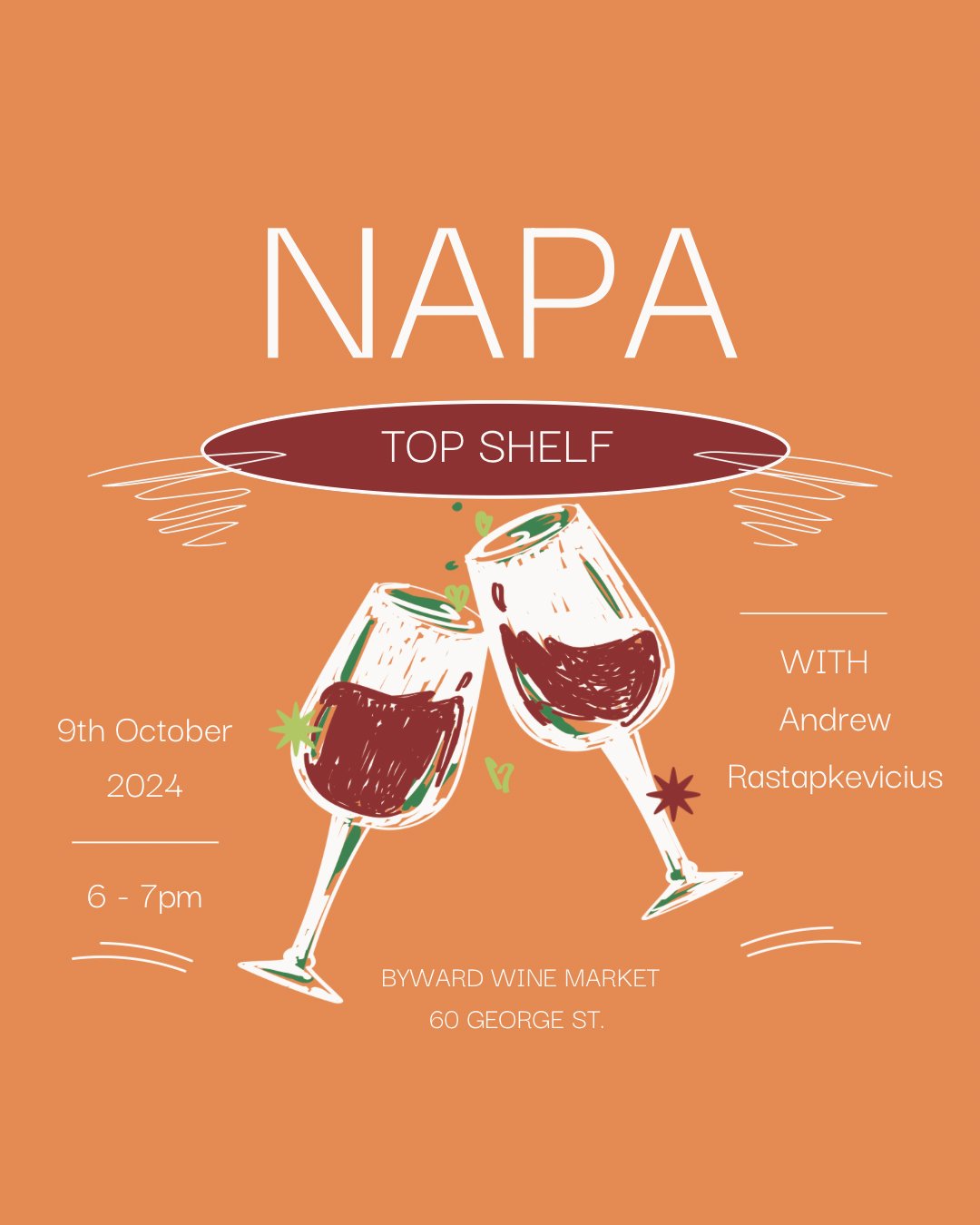 TOP SHELF NAPA at BYWARD WINE MARKET - Wednesday October 9th